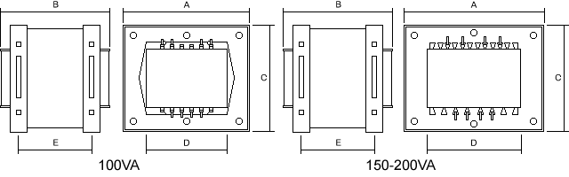 Low Voltage UEF Clamp Transformer Dimensions